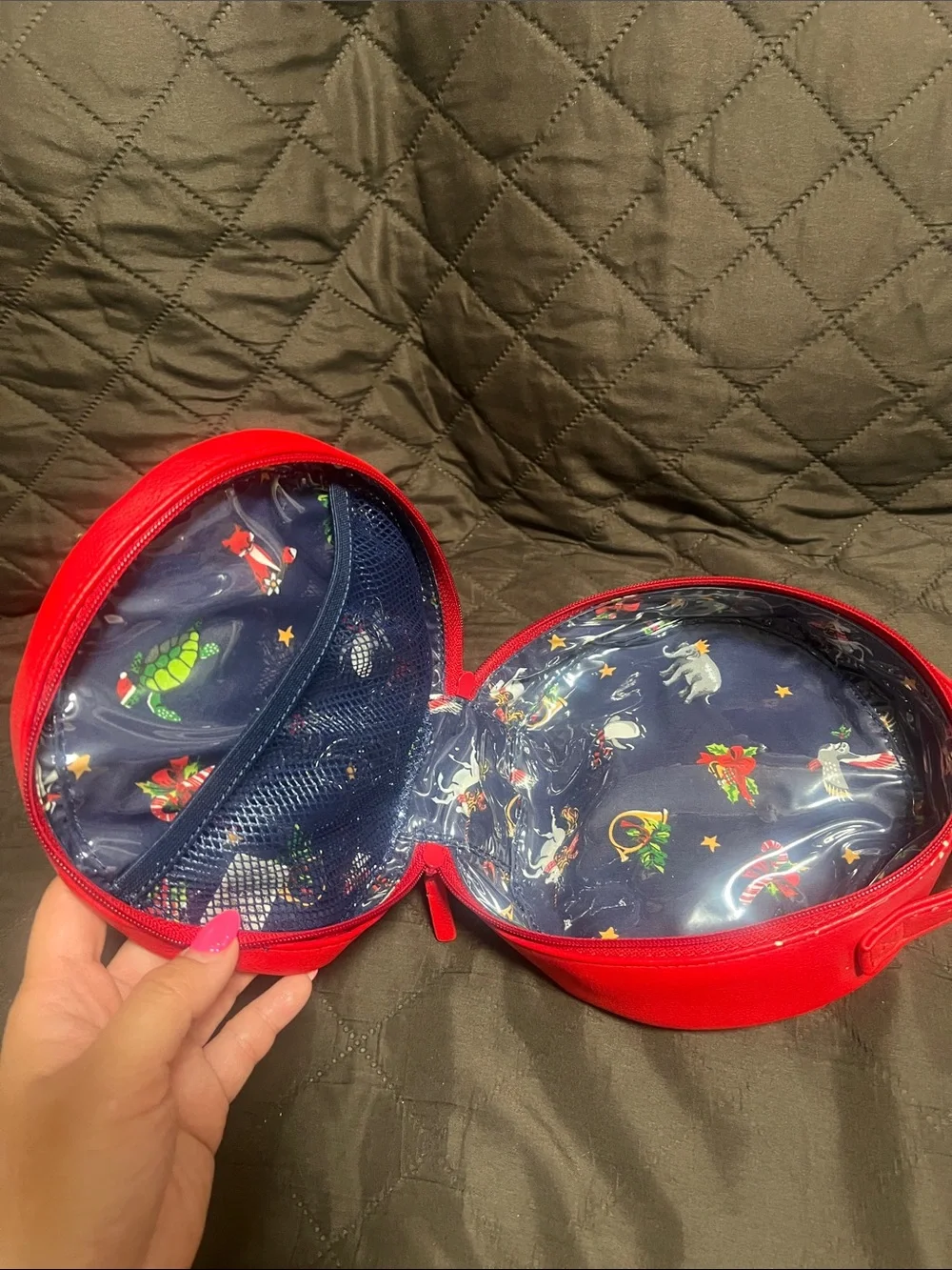 Vera Bradley Red Round Pouch with Black Scottie Dog